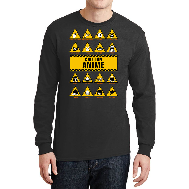 Anime Signs - Caution Long Sleeve Shirts | Artistshot