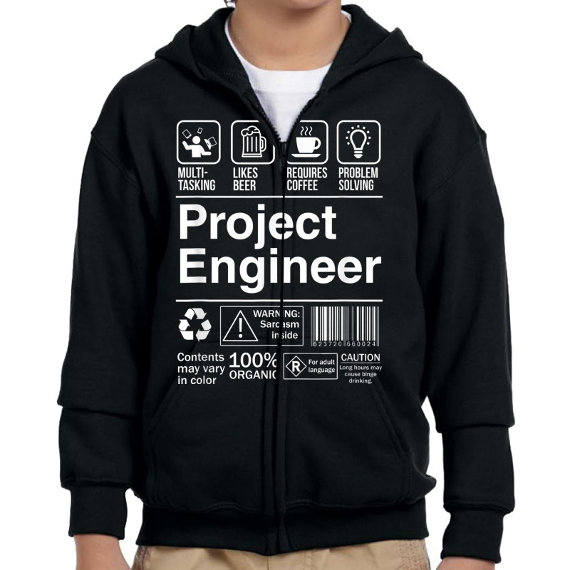 Project Engineer Product Label T Shirt Youth Zipper Hoodie | Artistshot