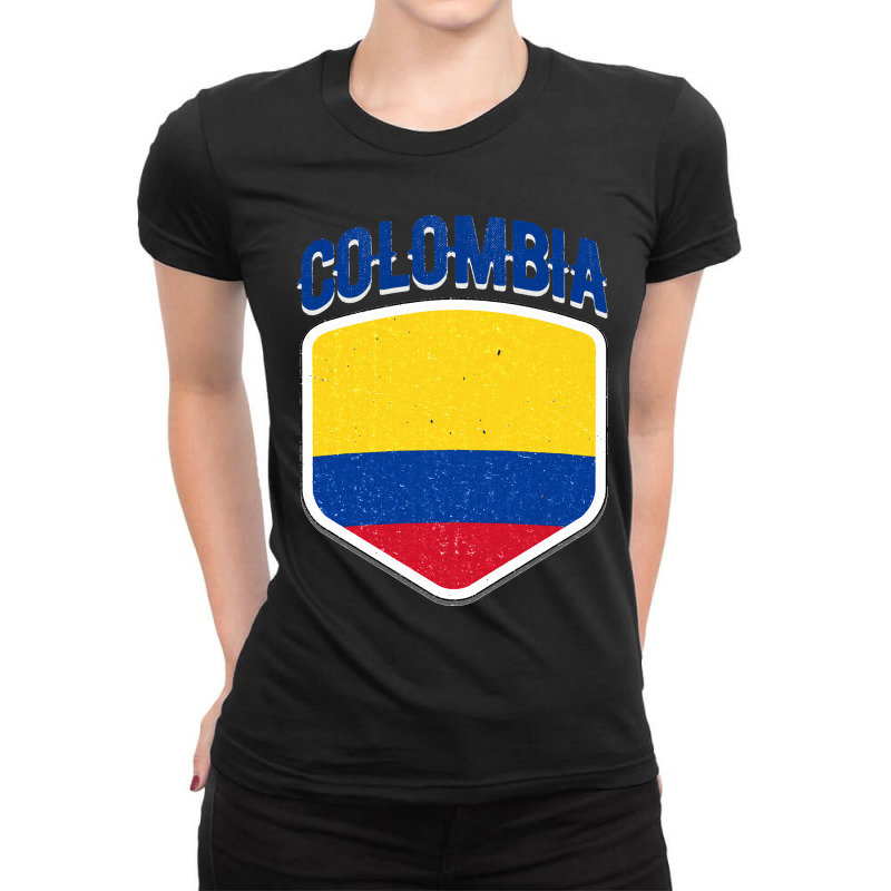 Colombia National Flag World Sport Stadium Fans Supporter Jersey Footb Ladies Fitted T-Shirt by lyheranea | Artistshot