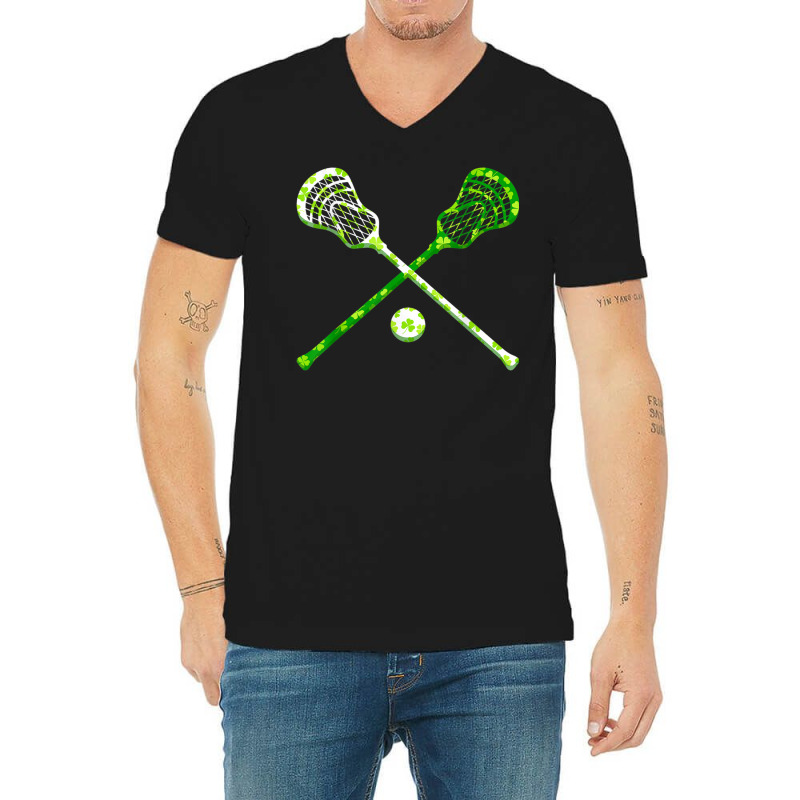 Funny Lacrosse St Patricks Day Boys Men Shamrock Ball T Shirt V-Neck Tee by cm-arts | Artistshot