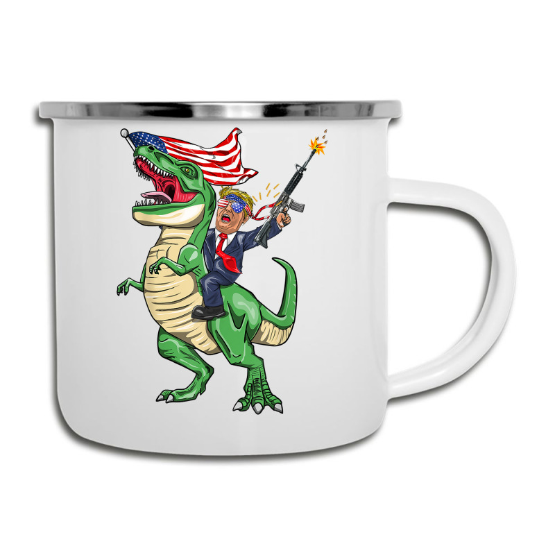 Machine Gun Trump On T Rex Dinosaur With American Flag Camper Cup | Artistshot