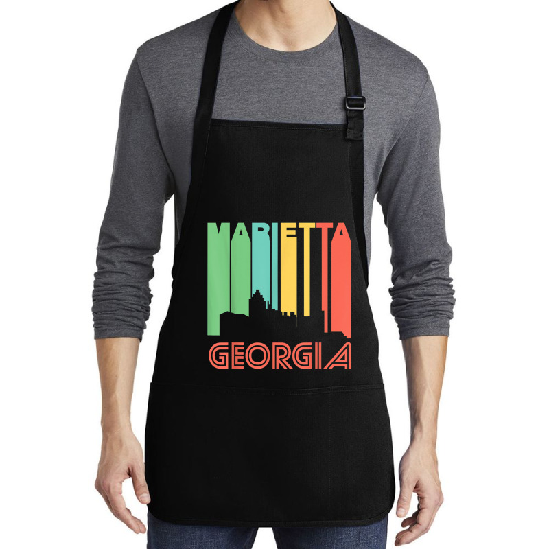 Retro 1970's Style Marietta Georgia Skyline T Shirt Medium-length Apron | Artistshot