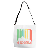 Retro 1970's Style Marietta Georgia Skyline T Shirt Adjustable Strap Totes | Artistshot