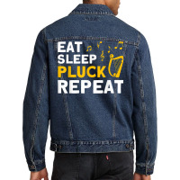 Harpist Eat Sleep Pluck Repeat Harp Player T Shirt Men Denim Jacket | Artistshot