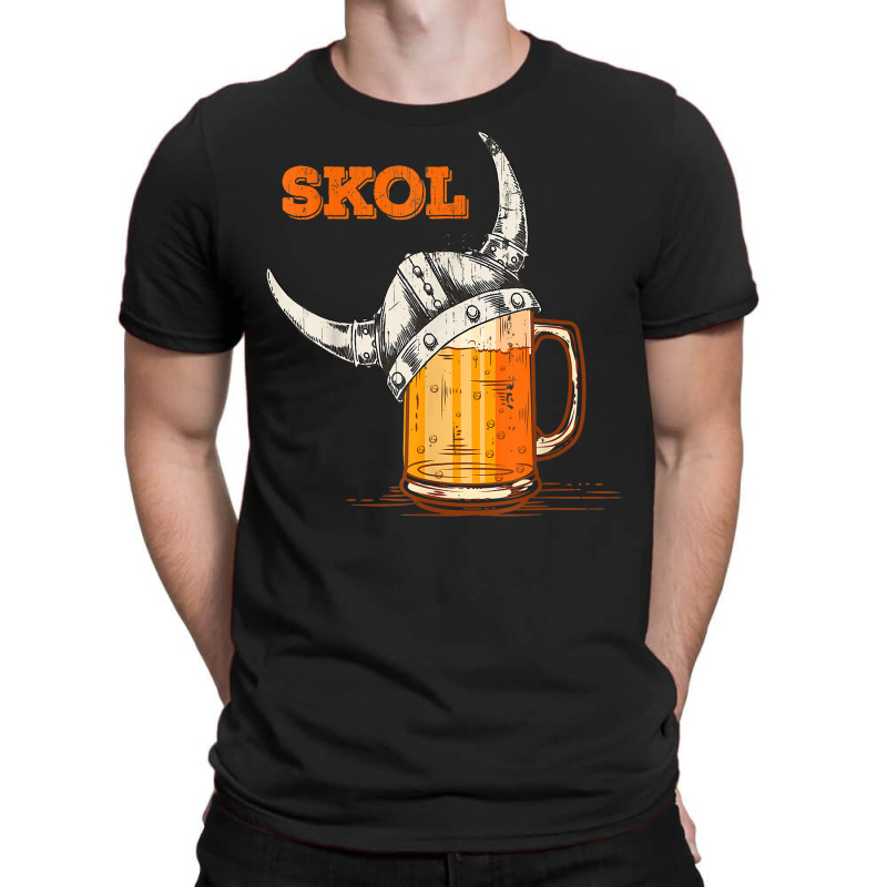 Mens Skol Nordic Viking Helmet Drinking Glass T Shirt T-shirt | Artistshot