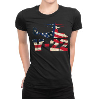 V 22 Osprey Military Aircraft Distressed Usa Flag Overlay T Shirt Ladies Fitted T-shirt | Artistshot