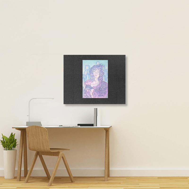 Cyberpunk Girl Landscape Canvas Print | Artistshot