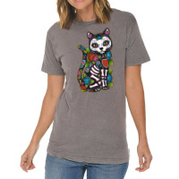 Cat Sugar Skull Mexico Calavera Dia De Los Muertos Halloween Sweatshir Vintage T-shirt | Artistshot