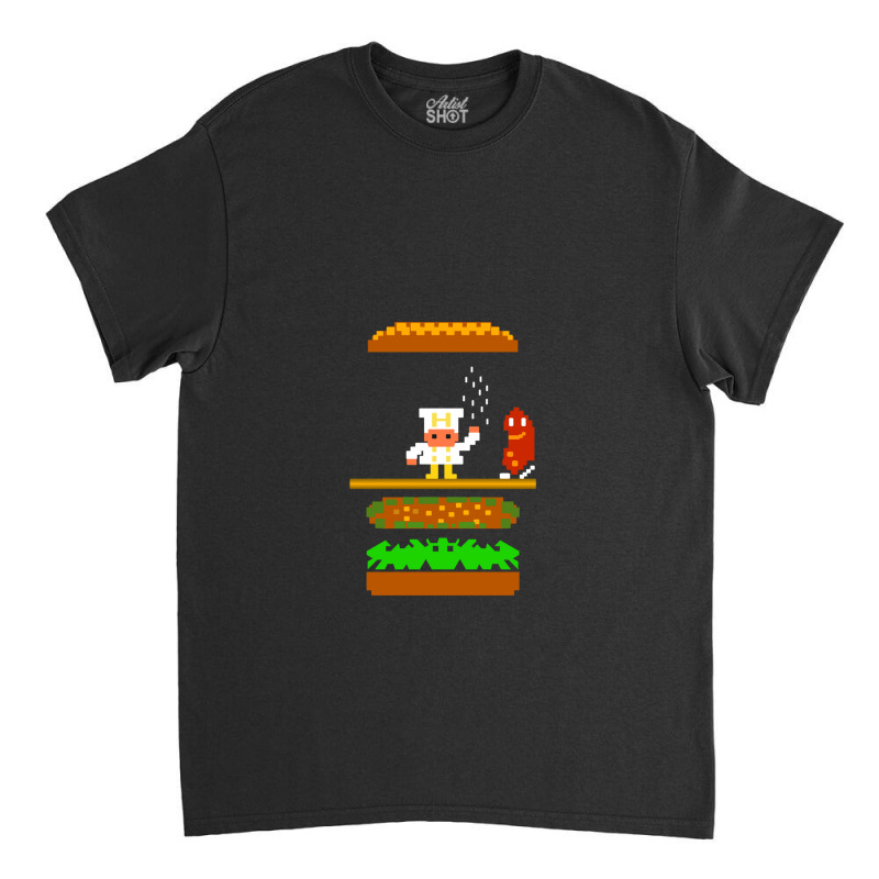 Burger Time Retro 80's Arcade Game Design 1 Classic T-shirt by cm-arts | Artistshot