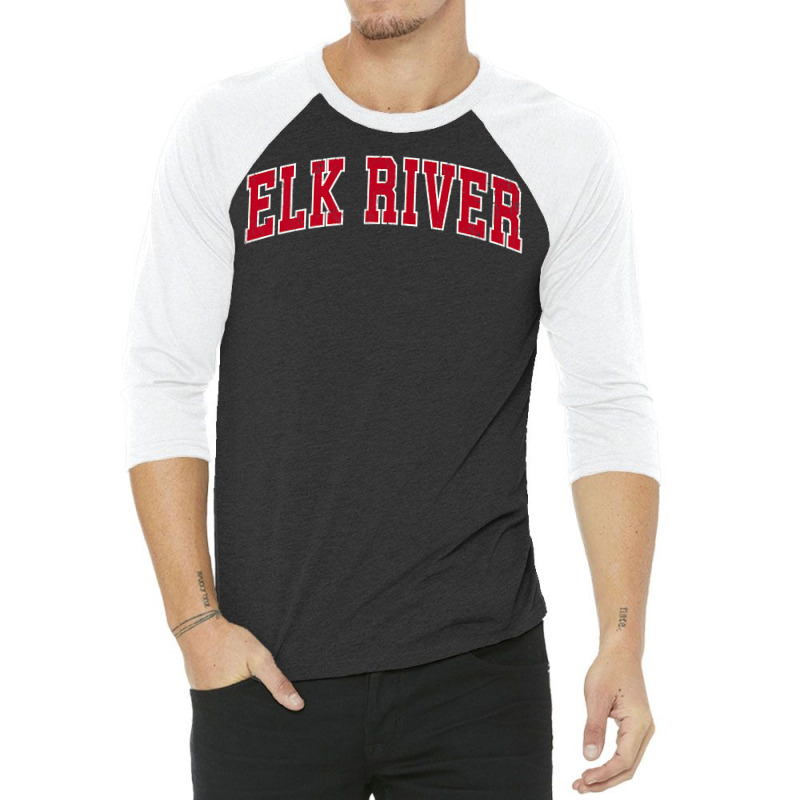 Mens Elk River Minnesota Mn Vintage Sports Design Red Design Premium T 3/4 Sleeve Shirt | Artistshot