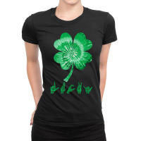 Irish Lucky Sign Language Shirt Deaf St Patricks Day Asl T Shirt Ladies Fitted T-shirt | Artistshot