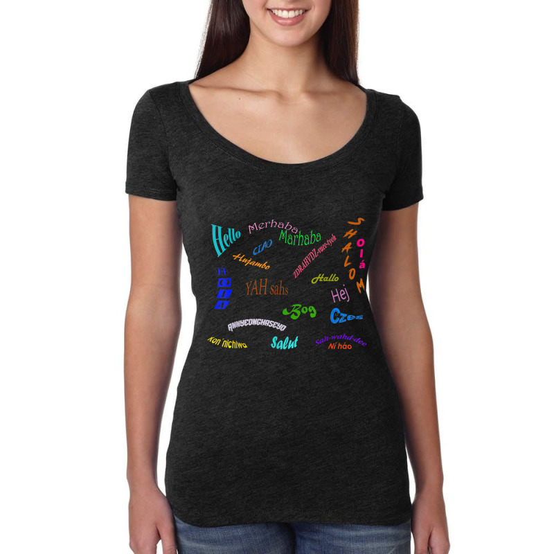 Greeting In 19 Languages   Salute   Hello Women's Triblend Scoop T-shirt by cm-arts | Artistshot