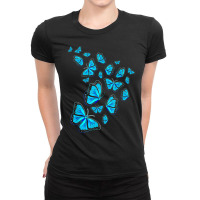 Flying Butterflies Blue Morpho Butterfly T Shirt Ladies Fitted T-shirt | Artistshot