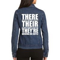 There Their They're English Grammar Humor Teacher Ladies Denim Jacket | Artistshot