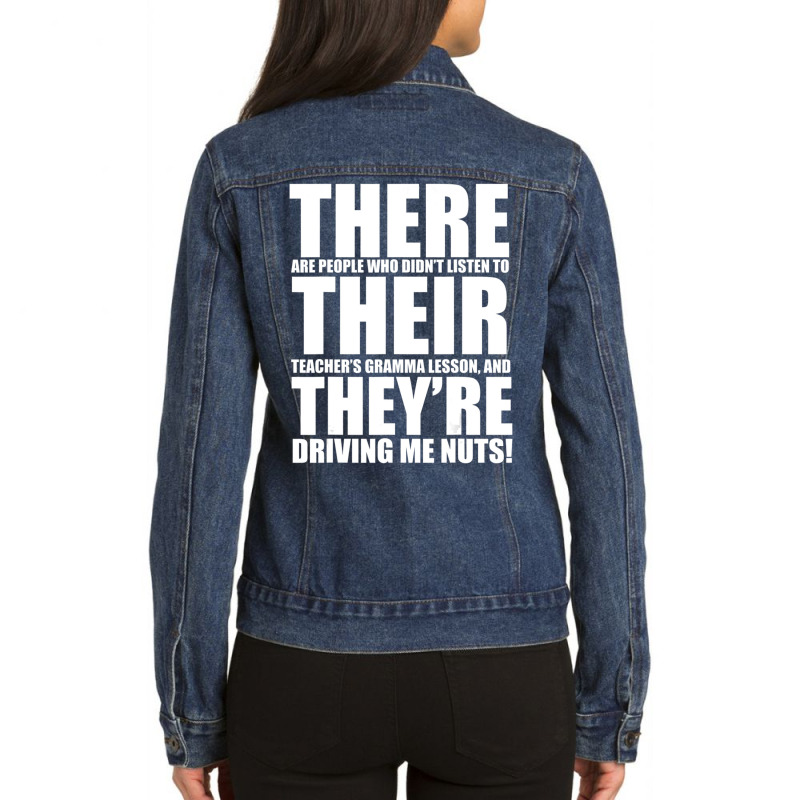 There Their They're English Grammar Humor Teacher Ladies Denim Jacket by Konlasa6638 | Artistshot