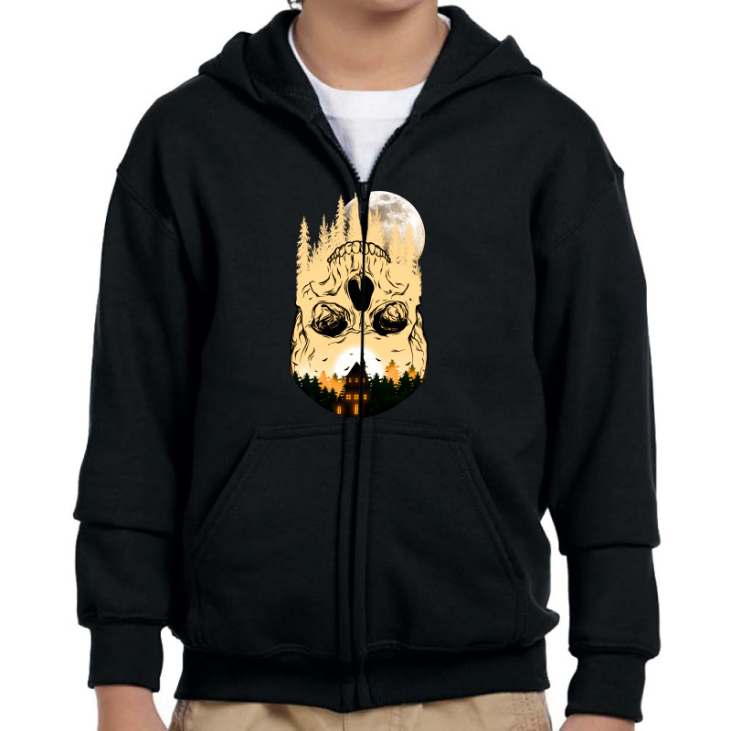 Skull Night Moon Youth Zipper Hoodie by autlu2024 | Artistshot