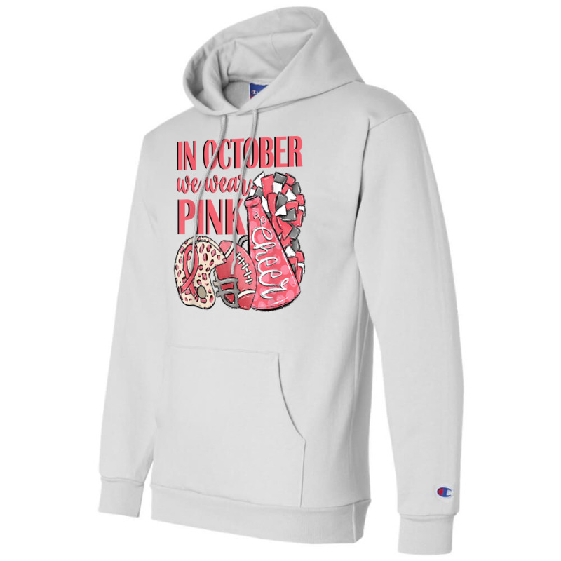 In October We Wear Pink Warrior Football Cheer Megaphone T Shirt Champion Hoodie by cm-arts | Artistshot