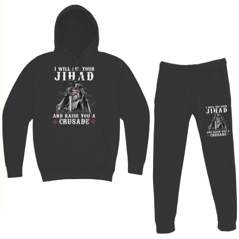 Christian Warrior Knight Templar Raise You A Crusader T Shirt Hoodie & Jogger Set | Artistshot