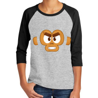 Monkey Face Angry Mad Cute Adorable Monkey Animal Character T Shirt Youth 3/4 Sleeve | Artistshot