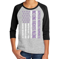 No One Fight Alone American Flag Domestic Violence Awareness T Shirt Youth 3/4 Sleeve | Artistshot