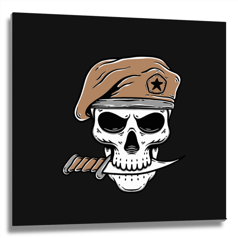 Skull Soldier Army With Knife, Skull Soldier Army With Knife Art, Skul Metal Print Square | Artistshot