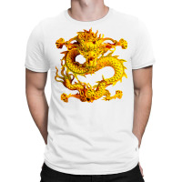 Fearless Golden Chinese Dragon Silhouette T Shirt 3d Effect T-shirt | Artistshot