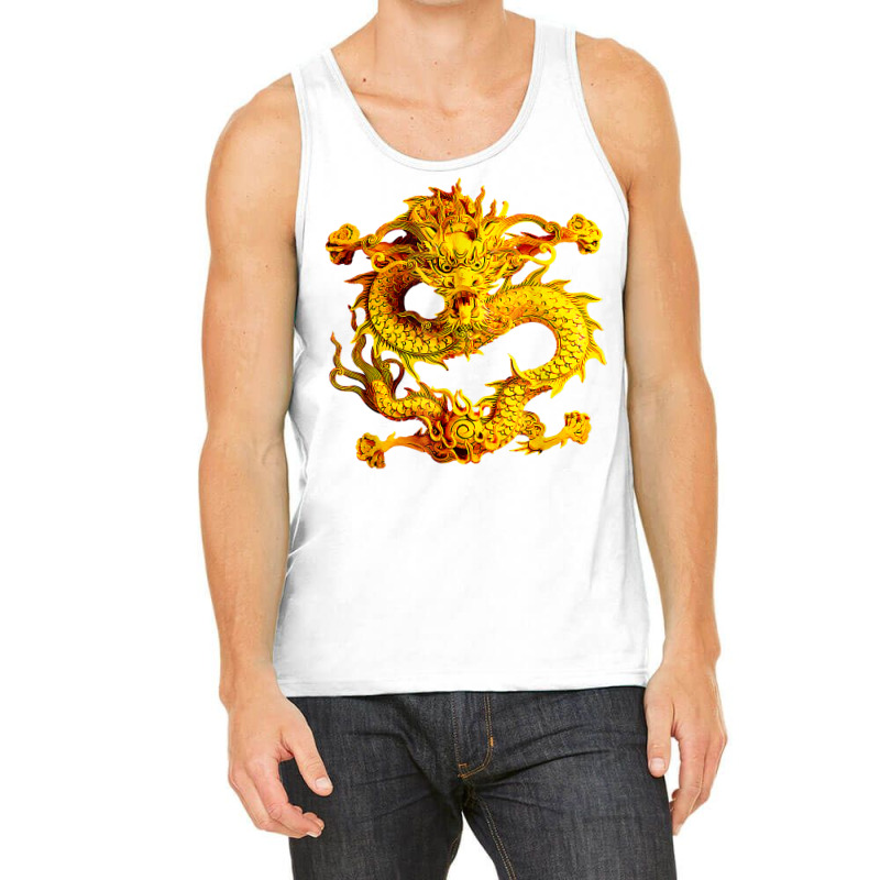 Fearless Golden Chinese Dragon Silhouette T Shirt 3d Effect Tank Top | Artistshot