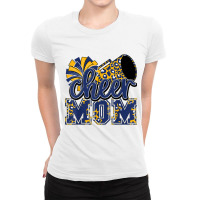 Cheer Mom Navy Leopard Cheer Poms & Megaphone T Shirt Ladies Fitted T-shirt | Artistshot