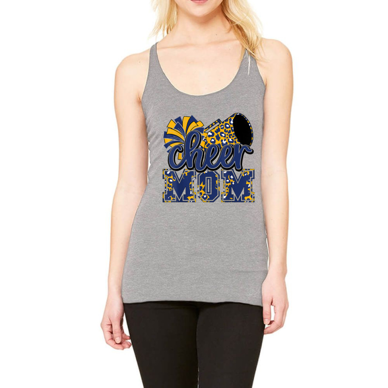 Cheer Mom Navy Leopard Cheer Poms & Megaphone T Shirt Racerback Tank by cm-arts | Artistshot