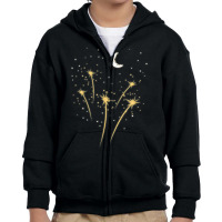 Moon Fireworks Starry Night Lunar Cresent Stargazer Gift T Shirt Youth Zipper Hoodie | Artistshot