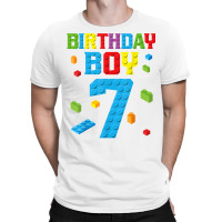 Master Builder 7th Birthday Boy 7 Seven Year Building Bricks T Shirt T-shirt | Artistshot