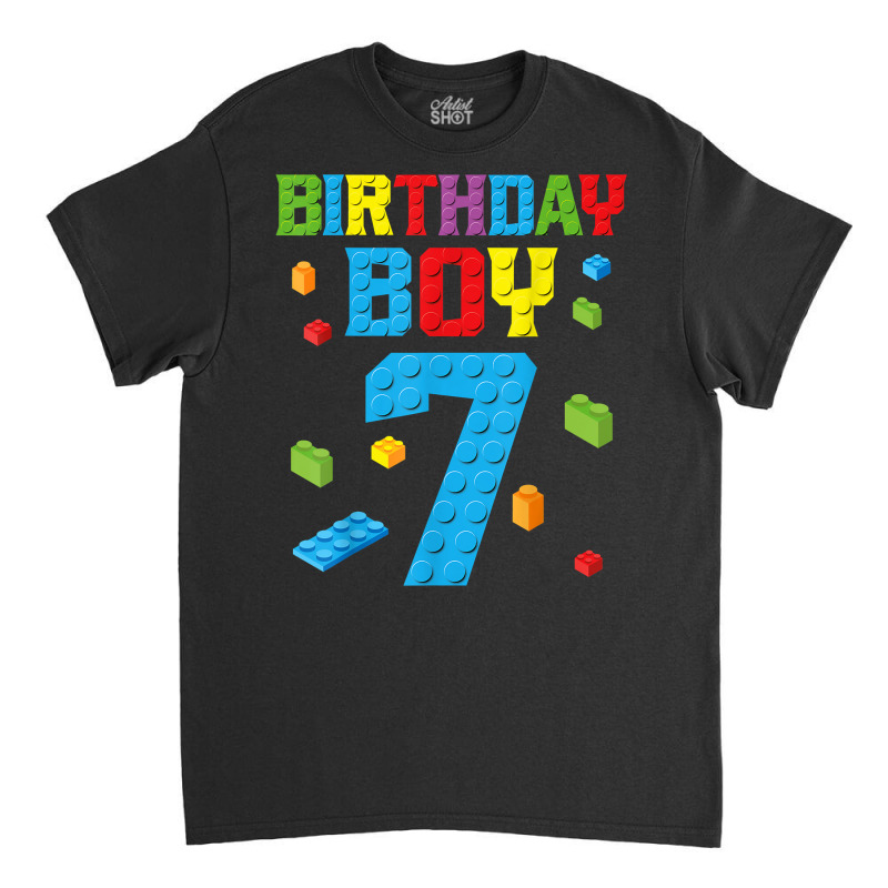 Master Builder 7th Birthday Boy 7 Seven Year Building Bricks T Shirt Classic T-shirt | Artistshot