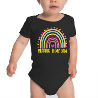 Read Teacher Rainbow Leopard Reading Is My Jam T Shirt Baby Bodysuit | Artistshot