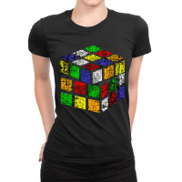 Distressed Rubik's Cube, Distressed Rubik's Cube Art, Distressed Rubik Ladies Fitted T-shirt | Artistshot