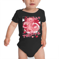 Kawaii Axolotl Drinking Strawberry Milkshake Japanese Otaku T Shirt Baby Bodysuit | Artistshot