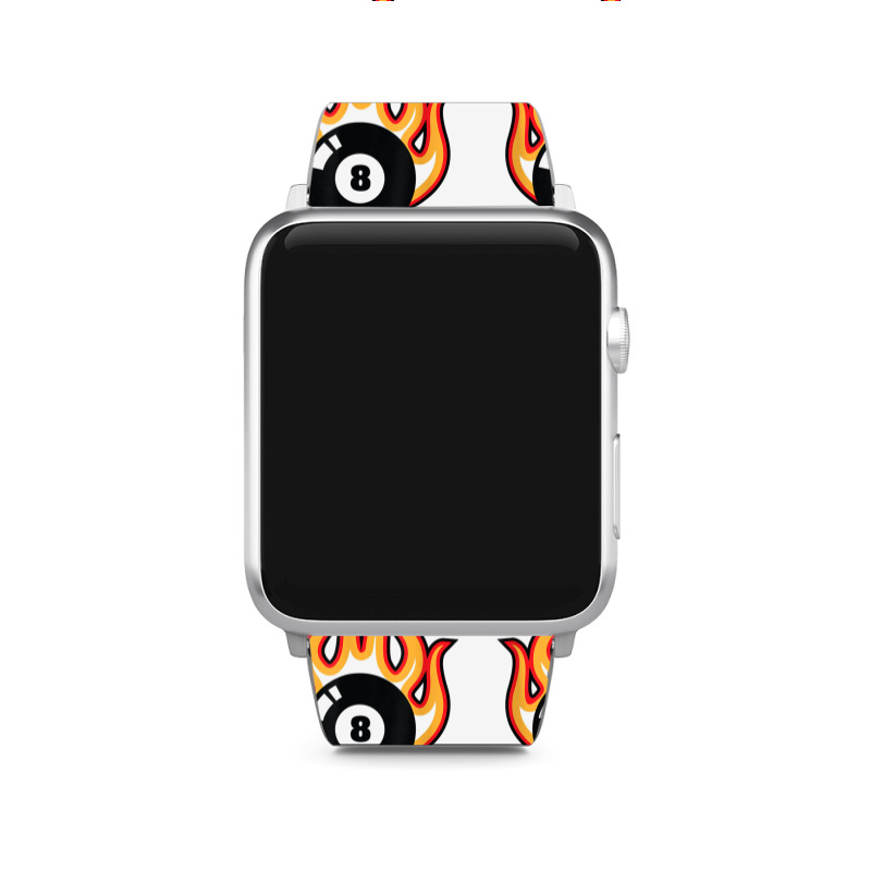 Snooker Billiard Black Eight 8 Ball On Fire T Shirt Apple Watch Band | Artistshot