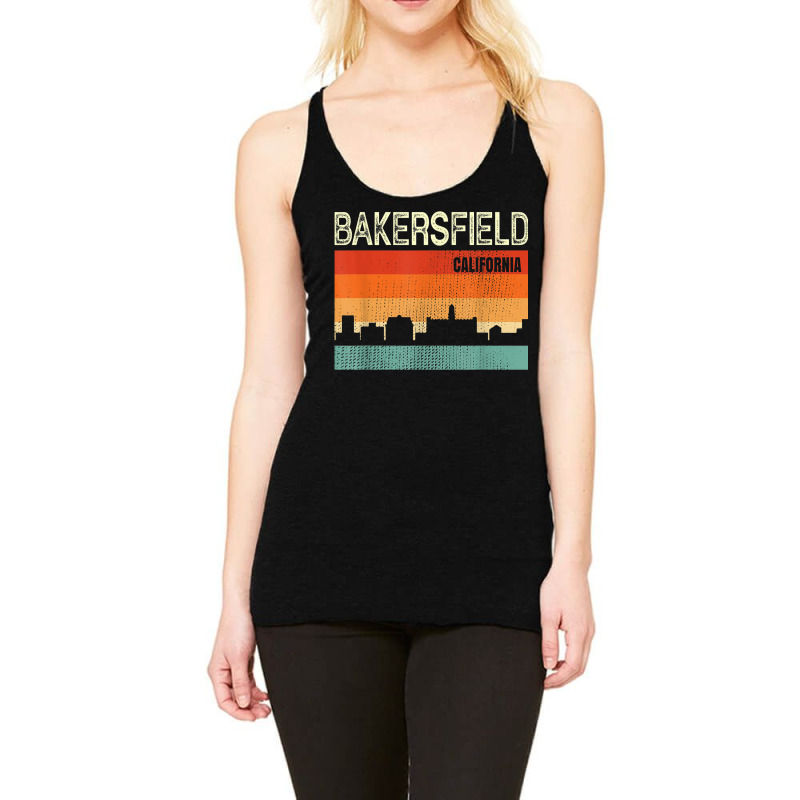 Bakersfield California Town Skyline Racerback Tank by Color | Artistshot