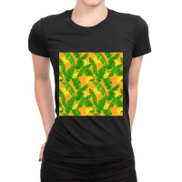 Bananas And Leaves Watercolor Design Ladies Fitted T-shirt | Artistshot