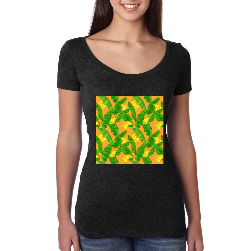 Bananas And Leaves Watercolor Design Women's Triblend Scoop T-shirt by Kemriban527 | Artistshot