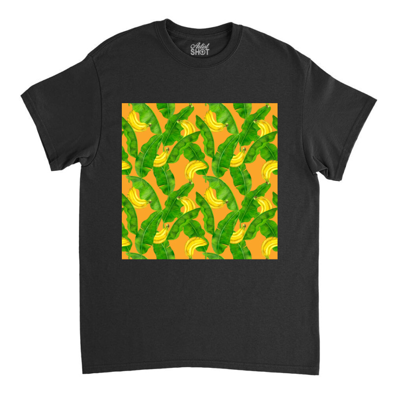 Bananas And Leaves Watercolor Design Classic T-shirt by Kemriban527 | Artistshot