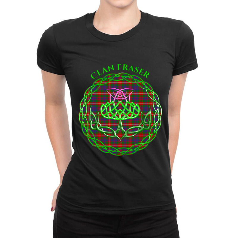 Fraser Scottish Tartan Celtic Thistle Ladies Fitted T-Shirt by Kosdapen517 | Artistshot