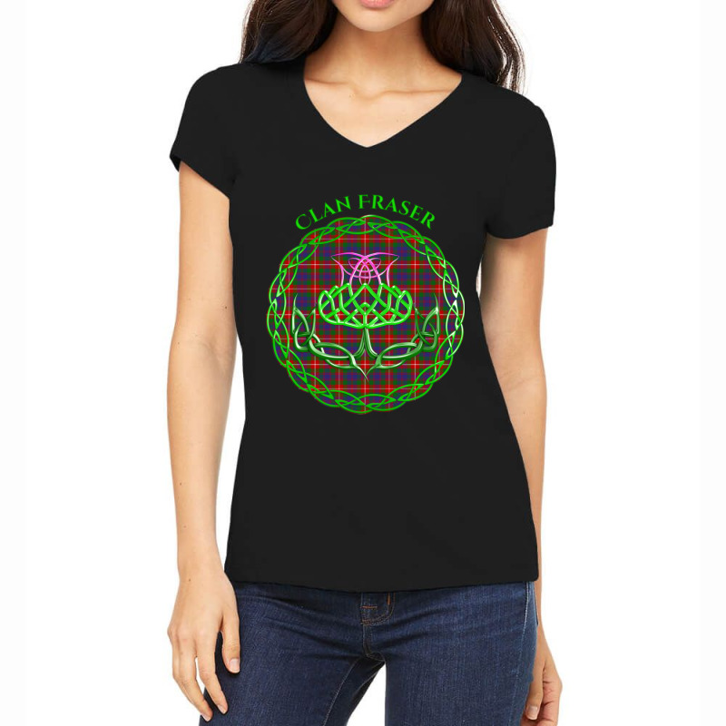 Fraser Scottish Tartan Celtic Thistle Women's V-Neck T-Shirt by Kosdapen517 | Artistshot