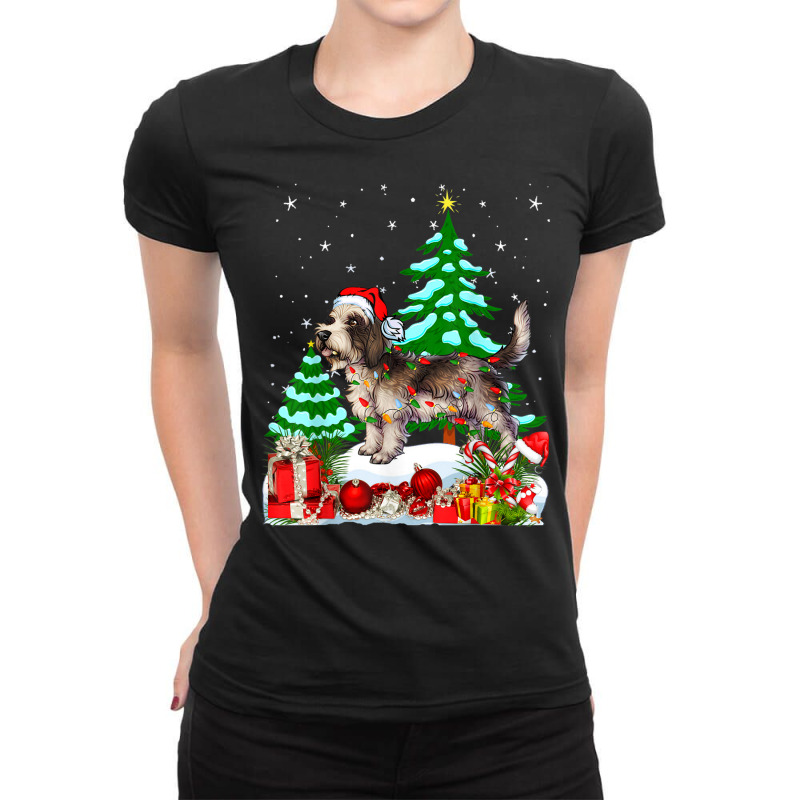 Petite Basset Griffon Vendeen Dog Christmas Ladies Fitted T-Shirt by Fashlaza | Artistshot