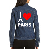 Paris Eiffel Tower   I Love Paris Shirt For Girls And Men Ladies Denim Jacket | Artistshot