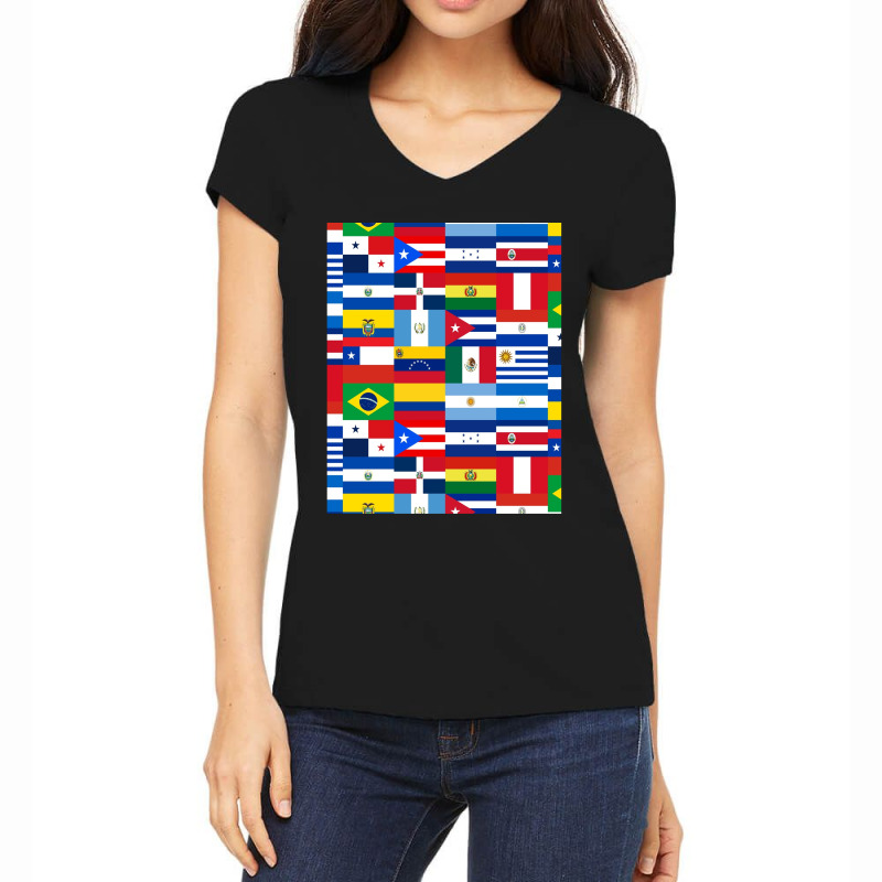 Flags Of Latin America Women's V-Neck T-Shirt by OrlandoChase | Artistshot