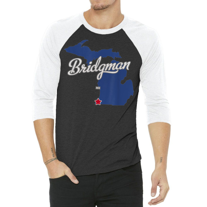 Bridgman Michigan Mi Map 3/4 Sleeve Shirt | Artistshot