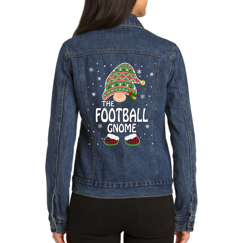 Football Funny Matching Family Costumes The Football Gnome Christmas 9 Ladies Denim Jacket by coolquirrell | Artistshot