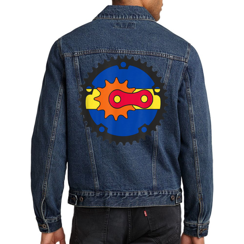 Arizona Flag State Colors Bicycle Gears Chain Link Sprocket Men Denim Jacket by Complete | Artistshot