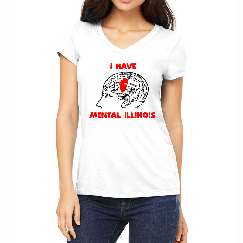 I Have Mental Illinois Funny Women's V-Neck T-Shirt by Jembleng Art | Artistshot