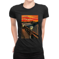 Music Retro The Scream By Edvard Munch Funny Graphic Gift Ladies Fitted T-shirt | Artistshot